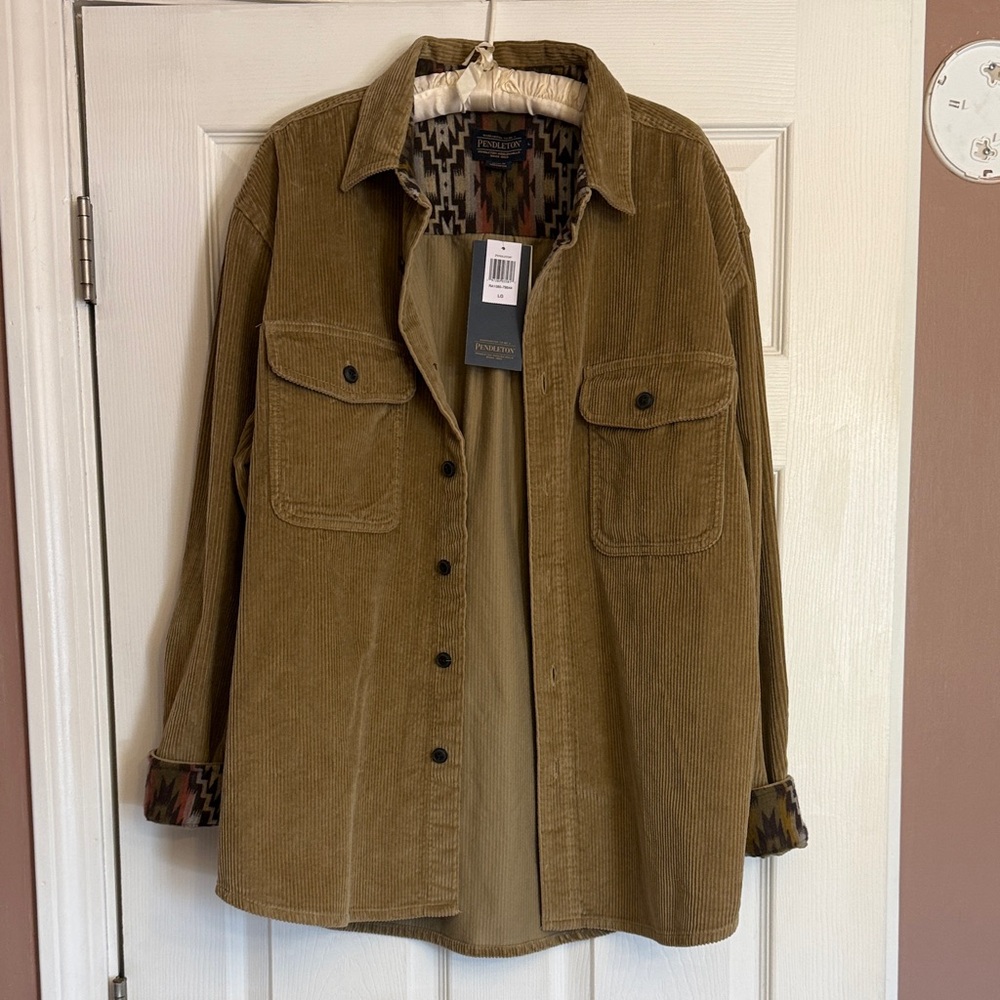 Pendleton Olive Corduroy Utility Overshirt Jacket